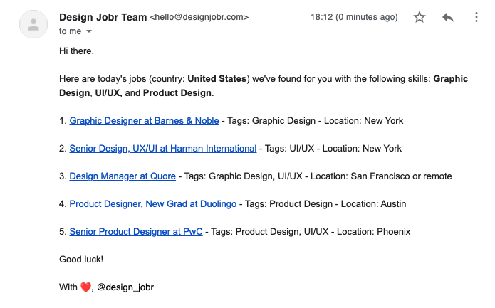 design jobs newsletter image